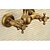 preiswerte Waschbeckenarmaturen-Waschbecken Wasserhahn - Wand / Mittelset Antikes Messing Mittellage Zwei Griffe Zwei LöcherBath Taps