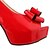 baratos Sapatos de Salto Alto de mulher-Mulheres Saltos Laço Plataforma Salto Robusto Peep Toe Social Ao ar livre Microfibra Primavera Verão Branco Preto Vermelho