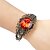 cheap Cuff Bracelets-Lureme® Vintage Jewelry Time Gem Series Burning Bird Antique Bronze Hollow Flower Open Bangle Bracelet for Women