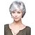 cheap Older Wigs-100th day of school costume Gray Wigs for Women Grey Wig Old Lady Wig Synthetic Wig Curly with Bangs Wig Short Silver Synthetic Hair Side Part with Bangs Gray