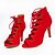 cheap Latin Shoes-Women&#039;s Latin Shoes / Modern Shoes Flocking Lace-up Sandal Zipper Stiletto Heel Customizable Dance Shoes Black / Red / Blue / Performance / Leather