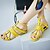 זול סנדלי נשים-נשים נעליים עור אביב קיץ גלדיאטור עקב נמוך עבור קזו&#039;אל שמלה צהוב אדום ירוק