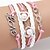 abordables Pulseras-Women&#039;s Stack Leather Bracelet - Vintage, Party, Casual Bracelet Pink For Daily