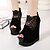 cheap Women&#039;s Boots-Women&#039;s Shoes Lace Wedge Heel Wedges / Heels / Platform Heels Wedding / Party &amp; Evening / Dress Black