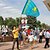 olcso Léggömb-Új 90 * 150cm lóg Kazahsztán nemzeti zászló zászló kültéri beltéri lakberendezés (nélkül zászlórúd)