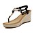 preiswerte Damensandalen-DamenKleid Lässig-Kunstleder-Keilabsatz Plateau-Plateau Komfort-Schwarz Beige