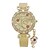 preiswerte Modeuhren-Damen Modeuhr Simulierter Diamant Uhr Quartz Armbanduhren für den Alltag Imitation Diamant Legierung Band Heart Shape Blume Gold