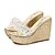 זול סנדלי נשים-נשים נעליים דמוי עור נוחות עקב וודג&#039; עבור לבן כסף ורוד מוזהב