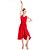 cheap Latin Dancewear-Latin Dance Dress Ruffles Split Front Women&#039;s Sleeveless Elastic Silk-like Satin Spandex Polyester / Clubwear