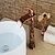 お買い得  浴室・洗面台用水栓金具-浴室の流しの蛇口-レトロヴィンテージ滝ローズゴールドセンターセットシングルハンドル1つの穴風呂タップ/真鍮
