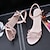 baratos Sandálias de mulher-Feminino Chanel Courino Verão Social Chanel Pedrarias Salto Agulha Branco Rosa claro 5 a 7 cm
