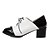 رخيصةأون أحذية أوكسفورد نسائي-نسائي أوكسفورد قياس كبير دانتيل كتلة كعب كعب متوسط فستان المكتب &amp; الوظيفة جلد محفوظ جلد الخريف الربيع أبيض أسود