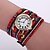 preiswerte Armbanduhren-Damen Modeuhr Armband-Uhr Quartz Leder Band Analog Blume Schwarz / Weiß / Blau - Rot Golden Hellblau