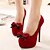 olcso Női magas sarkú cipők-Női Esküvő Buli és este Csokor Tűsarok Gyapjú Fekete Piros