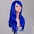 Χαμηλού Κόστους Περούκες μεταμφιέσεων-Περούκες για Στολές Ηρώων Συνθετικές Περούκες Σγουρά Φυσικό Κυματιστό Φυσικό Κυματιστό Ασύμμετρο κούρεμα Περούκα Μεσαίο Μακρύ Μπλε Συνθετικά μαλλιά Γυναικεία Φυσική γραμμή των μαλλιών Μπλε