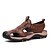 זול סנדלים לגברים-בגדי ריקוד גברים נעלי עור קיץ אתלטי קזו&#039;אל בָּחוּץ עור חום / חאקי