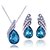cheap Jewelry Sets-Women&#039;s Cubic Zirconia Jewelry Set Necklace / Earrings Pear Cut Solitaire Drop Ladies Sterling Silver Zircon Silver Earrings Jewelry White / Purple / Blue For Wedding Party Birthday Gift Engagement