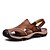 cheap Men&#039;s Sandals-Men&#039;s Shoes Outdoor / Athletic / Casual Nappa Leather Sandals Brown / Khaki