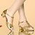 baratos Sapatos de Dança Latina-Mulheres Sapatos de Dança Latina Sandália Sem Salto Glitter Cetim Courino Presilha Vermelho / Prateado / Azul / Interior / Couro