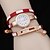 preiswerte Armbanduhren-Damen Modeuhr Quartz Armbanduhren für den Alltag Leder Band Schwarz Blau Rot Braun Rosa