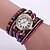 preiswerte Armbanduhren-Damen Modeuhr Armband-Uhr Quartz Leder Band Analog Blume Schwarz / Weiß / Blau - Rot Golden Hellblau