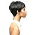 Χαμηλού Κόστους Συνθετικές Περούκες-Συνθετικές Περούκες Με αφέλειες Περούκα Μαύρο Συνθετικά μαλλιά Γυναικεία Μαύρο