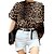 cheap Women&#039;s Tops-Women&#039;s Leopard Brown T-shirt,Round Neck Short Sleeve
