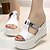 cheap Women&#039;s Sandals-Women&#039;s Summer Wedges / Heels Leatherette Outdoor / Casual Wedge Heel Black / Blue / White