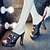 זול סנדלי נשים-נשים נעליים סינטתי אביב קיץ סתיו עקב עבה עקב קריסטל עבור חתונה שמלה מסיבה וערב כסף שחור וזהב