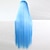 baratos Peruca para Fantasia-Perucas de Cosplay Perucas sintéticas Perucas de Fantasia Liso Reto Corte Assimétrico Peruca Longo Azul Claro Cabelo Sintético Mulheres Riscas Naturais Azul