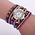 preiswerte Armbanduhren-Damen Modeuhr Armband-Uhr Quartz Leder Band Analog Blume Schwarz / Weiß / Blau - Rot Golden Hellblau
