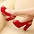 זול סנדלי נשים-בגדי ריקוד נשים נעליים דמוי עור אביב / קיץ / סתיו עקב עבה אבזם שחור / אדום / כחול