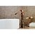 お買い得  浴室・洗面台用水栓金具-浴室の流しの蛇口-レトロヴィンテージ滝ローズゴールドセンターセットシングルハンドル1つの穴風呂タップ/真鍮