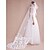 baratos Véus de Noiva-Uma Camada Borda com aplicação de Renda Véus de Noiva Véu Catedral Com Apliques / Estilo Floral Disperso Tule / Clássico