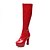 baratos Botas de mulher-Mulheres Salto Robusto Ziper Courino 35.56-40.64 cm / Botas Cano Alto Inverno Vermelho / Branco / Preto