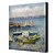 cheap Landscape Paintings-Oil Painting Impression Landscape Boats Hand Painted Canvas with Stretched Framed Ready to Hang