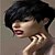 cheap Synthetic Trendy Wigs-Synthetic Wig Straight Curly Style Wig Natural Black Synthetic Hair 6 inch Women&#039;s Black Wig Short hairjoy
