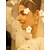 cheap Wedding Veils-One-tier Lace Applique Edge Wedding Veil Cathedral Veils with Embroidery Lace / Tulle / Angel cut / Waterfall