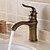 billige Armaturer til badeværelset-Håndvasken vandhane - Udbredt Antik Kobber Centersat Enkelt håndtag Et HulBath Taps