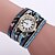 preiswerte Armbanduhren-Damen Modeuhr Armband-Uhr Quartz Leder Band Analog Blume Schwarz / Weiß / Blau - Rot Golden Hellblau