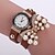 cheap Bracelet Watches-Women&#039;s Fashion Watch Bracelet Watch Quartz Leather Band Analog Flower Black / White / Blue - Green Pink Light Blue One Year Battery Life / Tianqiu 377