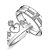 זול Fashion Ring-טבעות לזוג כסף כסף סטרלינג אבן נוצצת כסוף צלב לב כתר נשים אופנתי ירח דבש 2 יחידות / טבעת אירוסין