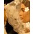 cheap Wedding Veils-One-tier Lace Applique Edge Wedding Veil Cathedral Veils with Embroidery Lace / Tulle / Angel cut / Waterfall