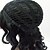 halpa Synteettiset trendikkäät peruukit-Synteettiset peruukit Kihara Tyyli Suojuksettomat Peruukki Musta Synteettiset hiukset Naisten Sivuosa Musta Peruukki Pitkä