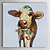 preiswerte Tiergemälde-handgemaltes Ölgemälde Tier bunte Kuh mit gestreckten Rahmen