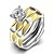 cheap Men&#039;s Rings-New Individual Irregular Unisex&#039;s White Zircon Gold-Plated Titanium Steel Set Rings(Gold-Silver)(1Set)