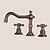 baratos Torneiras de Lavatório de Casa de Banho-Torneira pia do banheiro - Separada Bronze Envelhecido Difundido Duas alças de três furosBath Taps