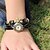 זול שעוני צמיד-בגדי ריקוד נשים שעוני אופנה שעון צמיד דיגיטלי עור שחור אנלוגי בוהמי - שחור