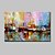 tanie Obrazy abstrakcyjne-Hang-Malowane obraz olejny Ręcznie malowane - Pejzaż abstrakcyjny Nowoczesny Z ramą