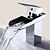 abordables Grifos de baño Sprinkle®-Grifo de lavabo de baño de cobre, grifo de baño de un solo orificio con cascada cromado contemporáneo plateado con interruptor de frío y calor